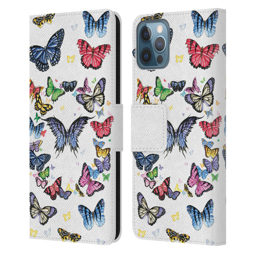Nene Thomas Art Butterfly Pattern Leather Book Wallet Case Cover For Apple iPhone 12 / iPhone 12 Pro
