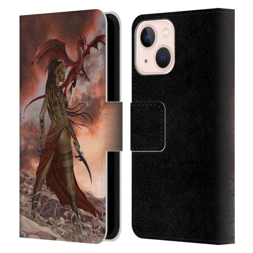 Nene Thomas Art African Warrior Woman & Dragon Leather Book Wallet Case Cover For Apple iPhone 13 Mini