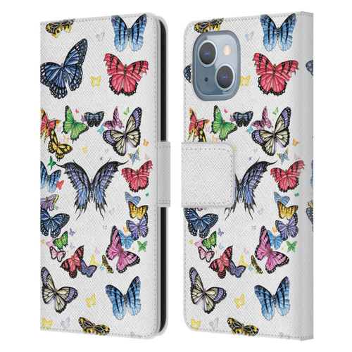 Nene Thomas Art Butterfly Pattern Leather Book Wallet Case Cover For Apple iPhone 14