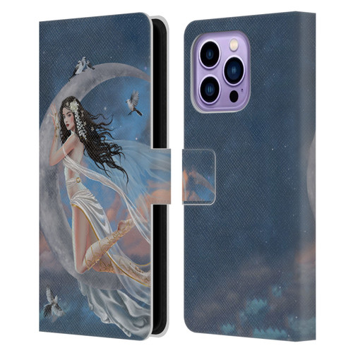 Nene Thomas Art Moon Lullaby Leather Book Wallet Case Cover For Apple iPhone 14 Pro Max