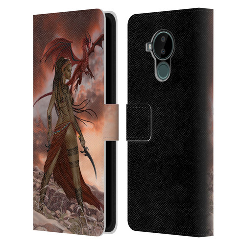 Nene Thomas Art African Warrior Woman & Dragon Leather Book Wallet Case Cover For Nokia C30