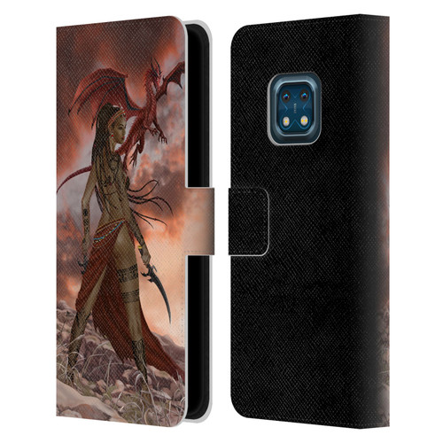 Nene Thomas Art African Warrior Woman & Dragon Leather Book Wallet Case Cover For Nokia XR20
