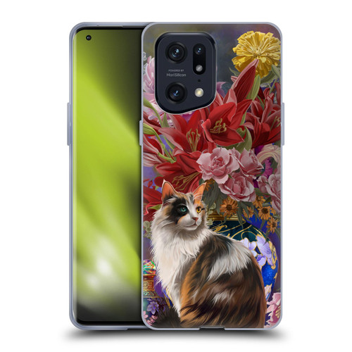 Nene Thomas Art Cat With Bouquet Of Flowers Soft Gel Case for OPPO Find X5 Pro