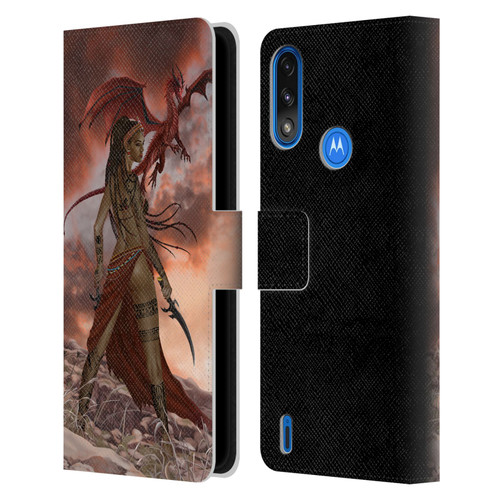 Nene Thomas Art African Warrior Woman & Dragon Leather Book Wallet Case Cover For Motorola Moto E7 Power / Moto E7i Power