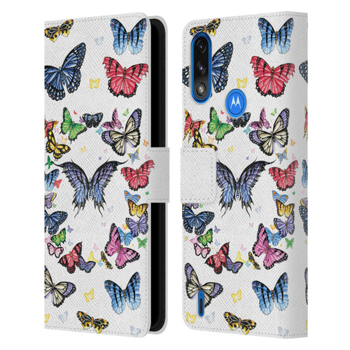 Nene Thomas Art Butterfly Pattern Leather Book Wallet Case Cover For Motorola Moto E7 Power / Moto E7i Power