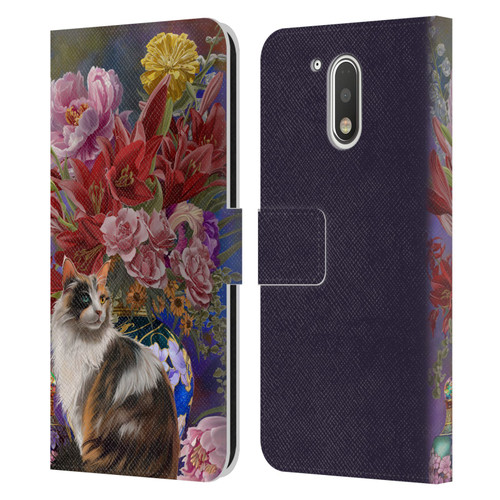 Nene Thomas Art Cat With Bouquet Of Flowers Leather Book Wallet Case Cover For Motorola Moto G41
