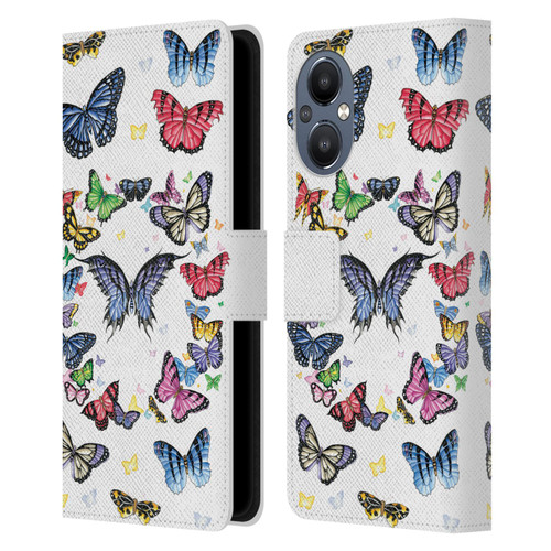 Nene Thomas Art Butterfly Pattern Leather Book Wallet Case Cover For OnePlus Nord N20 5G