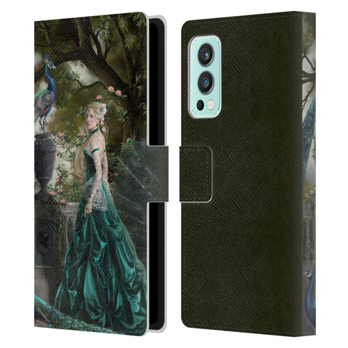 Nene Thomas Art Peacock & Princess In Emerald Leather Book Wallet Case Cover For OnePlus Nord 2 5G