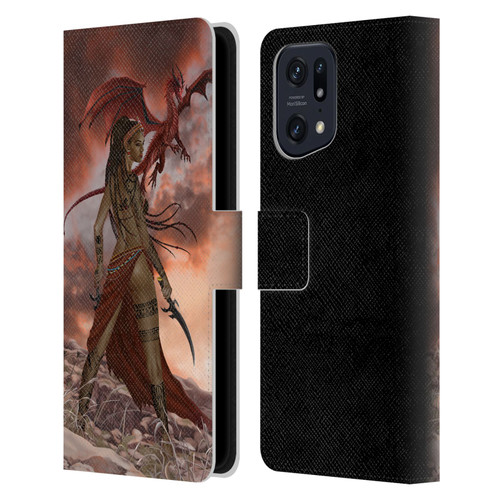 Nene Thomas Art African Warrior Woman & Dragon Leather Book Wallet Case Cover For OPPO Find X5