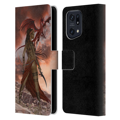 Nene Thomas Art African Warrior Woman & Dragon Leather Book Wallet Case Cover For OPPO Find X5 Pro