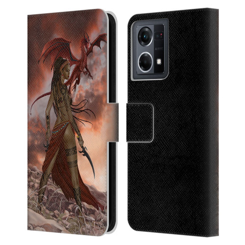 Nene Thomas Art African Warrior Woman & Dragon Leather Book Wallet Case Cover For OPPO Reno8 4G