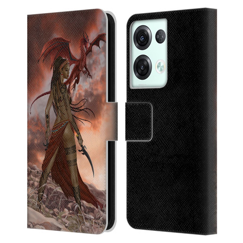 Nene Thomas Art African Warrior Woman & Dragon Leather Book Wallet Case Cover For OPPO Reno8 Pro
