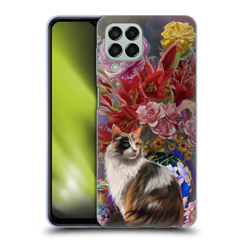 Nene Thomas Art Cat With Bouquet Of Flowers Soft Gel Case for Samsung Galaxy M33 (2022)