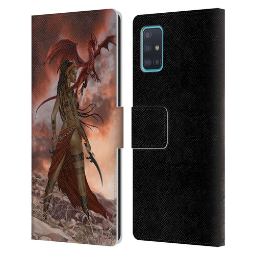 Nene Thomas Art African Warrior Woman & Dragon Leather Book Wallet Case Cover For Samsung Galaxy A51 (2019)