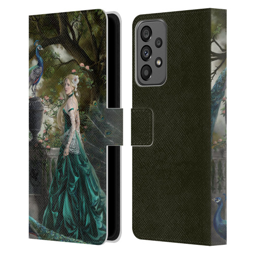 Nene Thomas Art Peacock & Princess In Emerald Leather Book Wallet Case Cover For Samsung Galaxy A73 5G (2022)