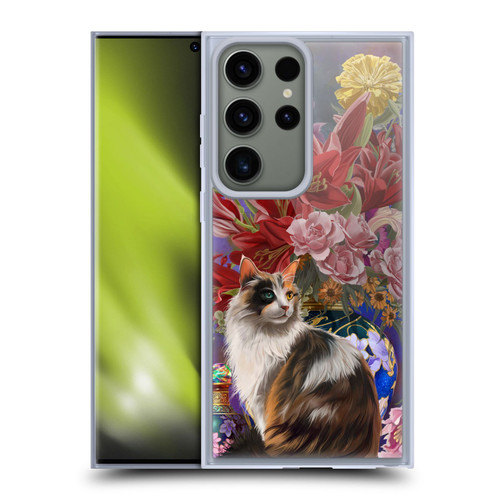 Nene Thomas Art Cat With Bouquet Of Flowers Soft Gel Case for Samsung Galaxy S23 Ultra 5G