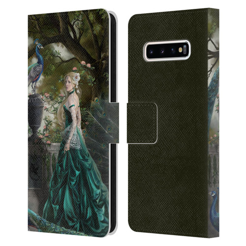 Nene Thomas Art Peacock & Princess In Emerald Leather Book Wallet Case Cover For Samsung Galaxy S10+ / S10 Plus