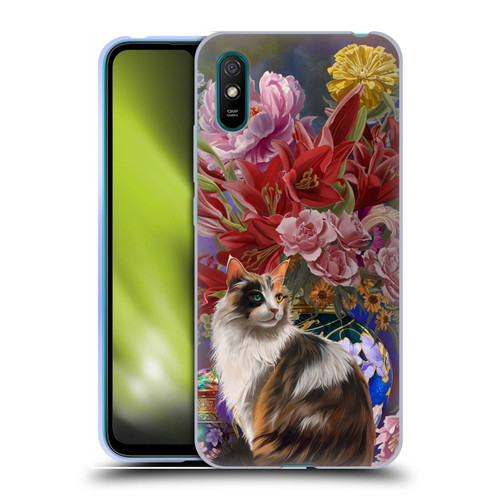 Nene Thomas Art Cat With Bouquet Of Flowers Soft Gel Case for Xiaomi Redmi 9A / Redmi 9AT