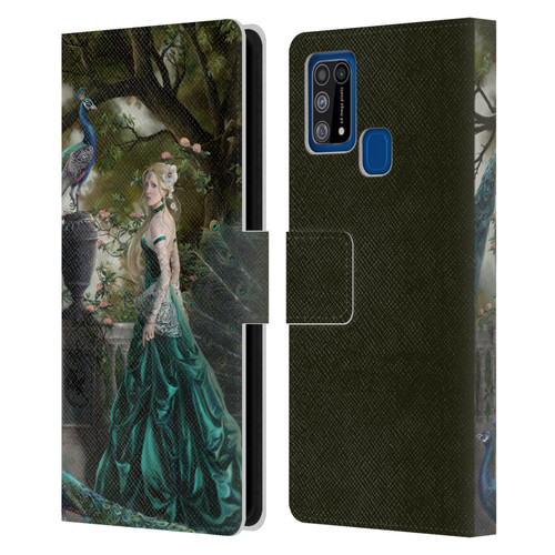 Nene Thomas Art Peacock & Princess In Emerald Leather Book Wallet Case Cover For Samsung Galaxy M31 (2020)