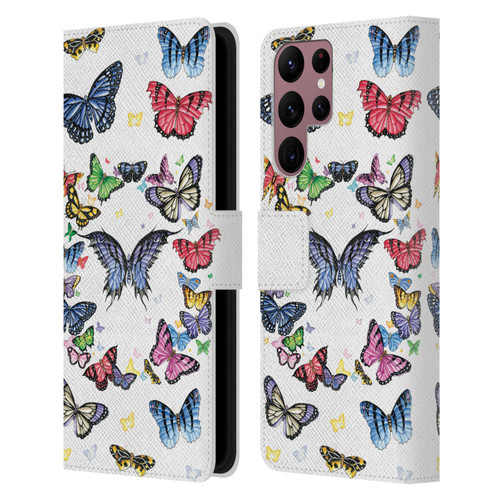 Nene Thomas Art Butterfly Pattern Leather Book Wallet Case Cover For Samsung Galaxy S22 Ultra 5G