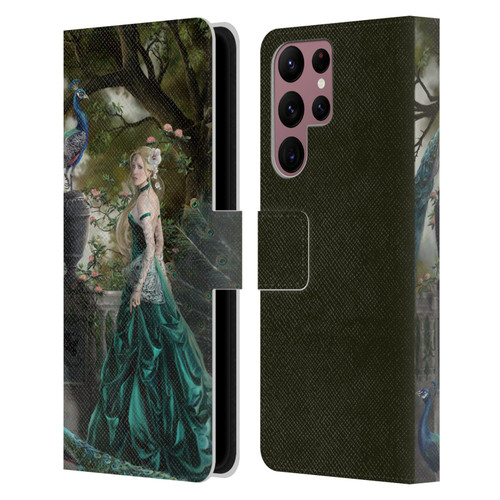 Nene Thomas Art Peacock & Princess In Emerald Leather Book Wallet Case Cover For Samsung Galaxy S22 Ultra 5G