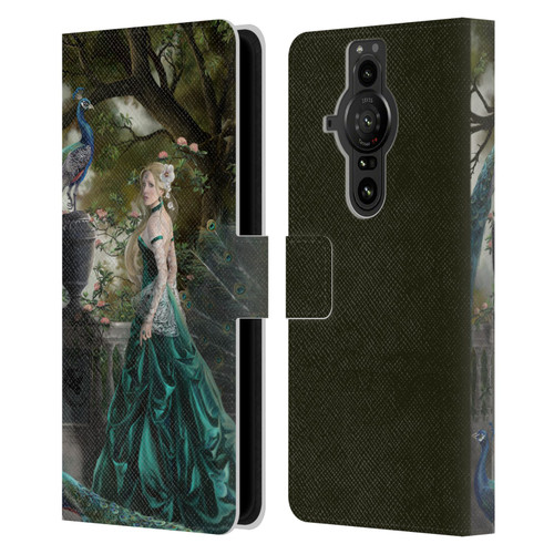 Nene Thomas Art Peacock & Princess In Emerald Leather Book Wallet Case Cover For Sony Xperia Pro-I