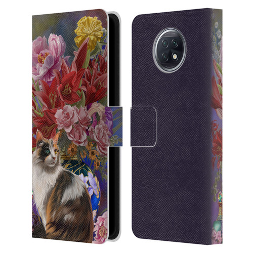 Nene Thomas Art Cat With Bouquet Of Flowers Leather Book Wallet Case Cover For Xiaomi Redmi Note 9T 5G