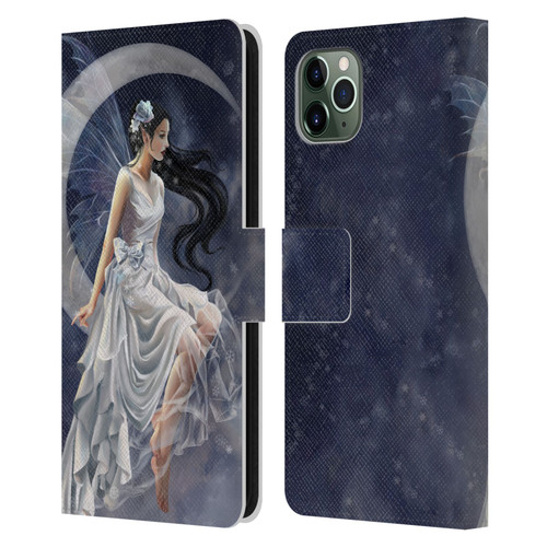 Nene Thomas Crescents Winter Frost Fairy On Moon Leather Book Wallet Case Cover For Apple iPhone 11 Pro Max