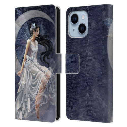 Nene Thomas Crescents Winter Frost Fairy On Moon Leather Book Wallet Case Cover For Apple iPhone 14 Plus