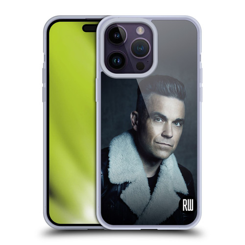 Robbie Williams Calendar Leather Jacket Soft Gel Case for Apple iPhone 14 Pro Max