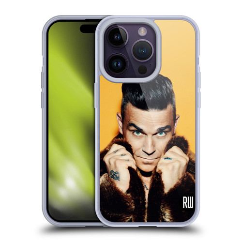 Robbie Williams Calendar Fur Coat Soft Gel Case for Apple iPhone 14 Pro