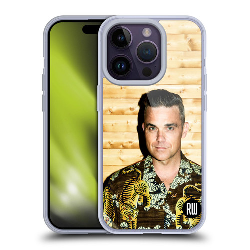 Robbie Williams Calendar Tiger Print Shirt Soft Gel Case for Apple iPhone 14 Pro