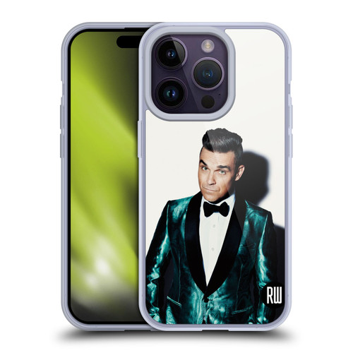 Robbie Williams Calendar White Background Soft Gel Case for Apple iPhone 14 Pro