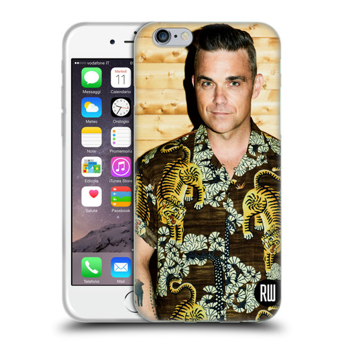 Robbie Williams Calendar Tiger Print Shirt Soft Gel Case for Apple iPhone 6 / iPhone 6s