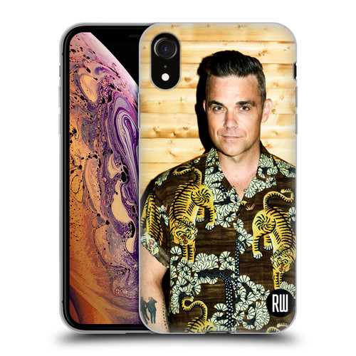 Robbie Williams Calendar Tiger Print Shirt Soft Gel Case for Apple iPhone XR