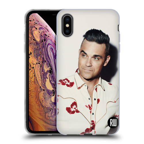 Robbie Williams Calendar Floral Shirt Soft Gel Case for Apple iPhone XS Max