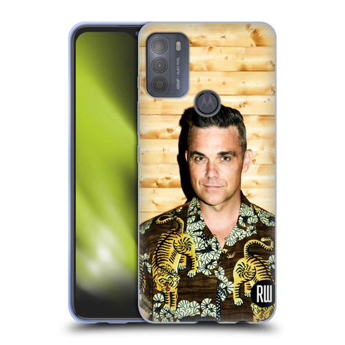 Robbie Williams Calendar Tiger Print Shirt Soft Gel Case for Motorola Moto G50