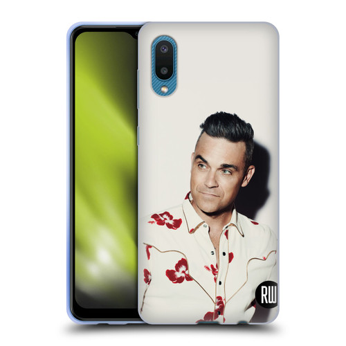Robbie Williams Calendar Floral Shirt Soft Gel Case for Samsung Galaxy A02/M02 (2021)