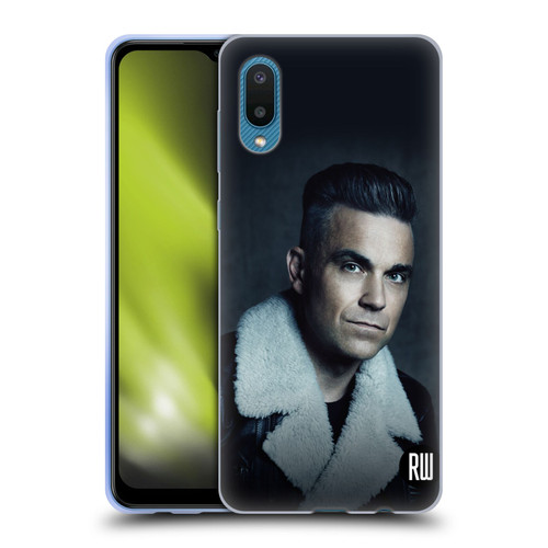 Robbie Williams Calendar Leather Jacket Soft Gel Case for Samsung Galaxy A02/M02 (2021)