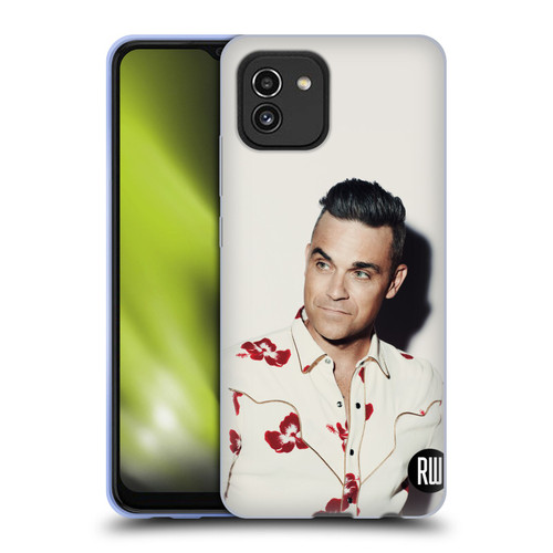Robbie Williams Calendar Floral Shirt Soft Gel Case for Samsung Galaxy A03 (2021)
