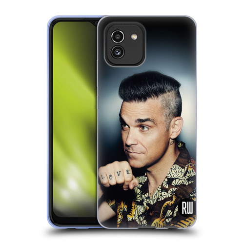 Robbie Williams Calendar Love Tattoo Soft Gel Case for Samsung Galaxy A03 (2021)