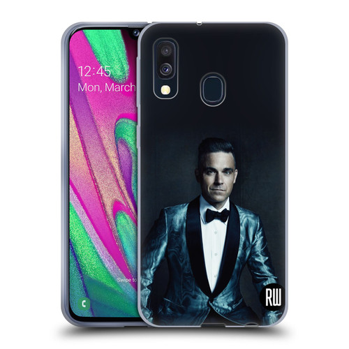 Robbie Williams Calendar Dark Background Soft Gel Case for Samsung Galaxy A40 (2019)