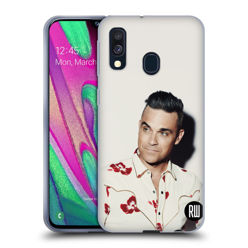 Robbie Williams Calendar Floral Shirt Soft Gel Case for Samsung Galaxy A40 (2019)