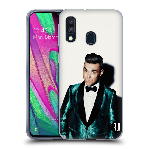 Robbie Williams Calendar White Background Soft Gel Case for Samsung Galaxy A40 (2019)