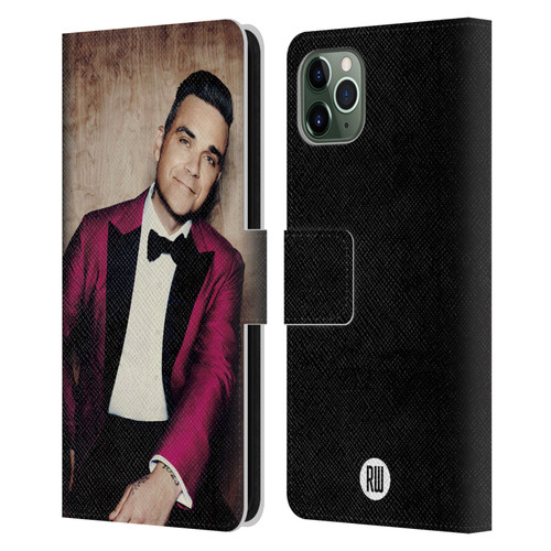 Robbie Williams Calendar Magenta Tux Leather Book Wallet Case Cover For Apple iPhone 11 Pro Max