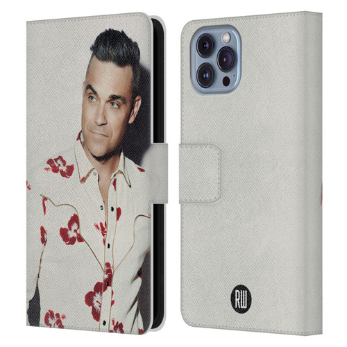 Robbie Williams Calendar Floral Shirt Leather Book Wallet Case Cover For Apple iPhone 14