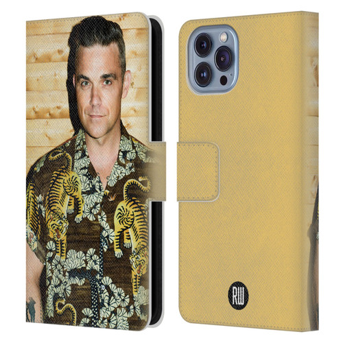 Robbie Williams Calendar Tiger Print Shirt Leather Book Wallet Case Cover For Apple iPhone 14