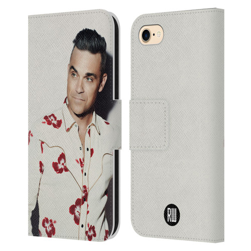 Robbie Williams Calendar Floral Shirt Leather Book Wallet Case Cover For Apple iPhone 7 / 8 / SE 2020 & 2022
