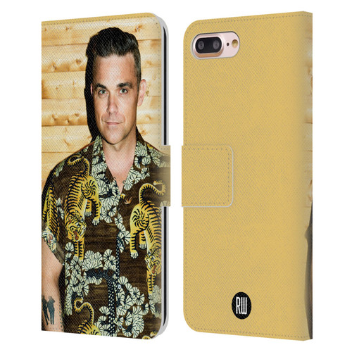 Robbie Williams Calendar Tiger Print Shirt Leather Book Wallet Case Cover For Apple iPhone 7 Plus / iPhone 8 Plus