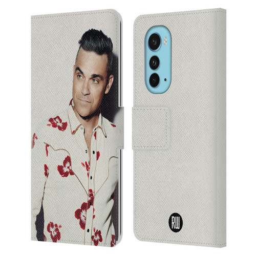 Robbie Williams Calendar Floral Shirt Leather Book Wallet Case Cover For Motorola Edge (2022)